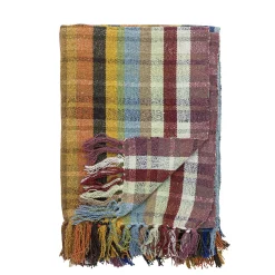 Discount Bloomingville - Elmy Plaid, Orange, Genanvendt Bomuld