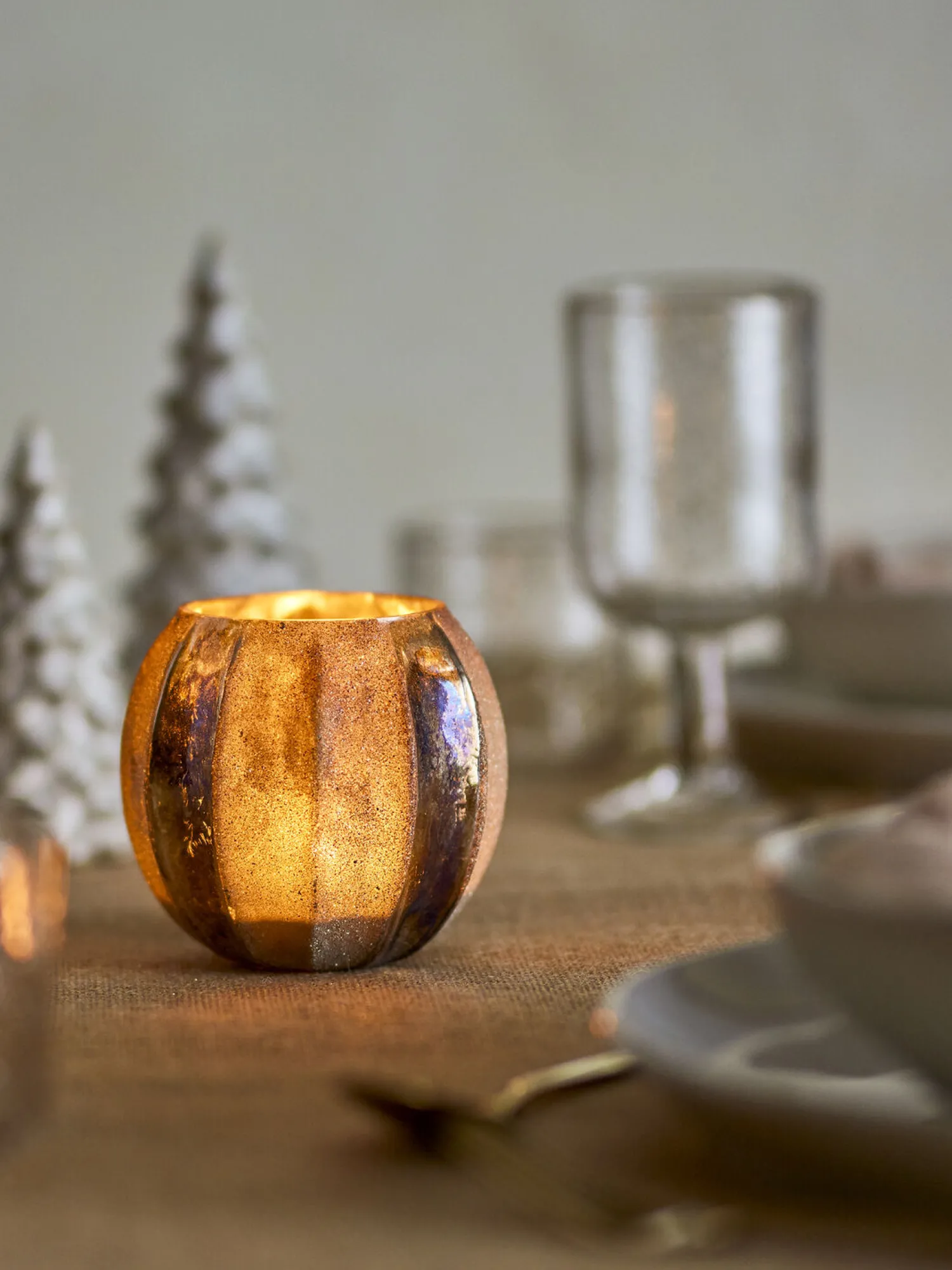 Clearance Bloomingville - Felecia Fyrfadsstage, Guld, Genanvendt Glas