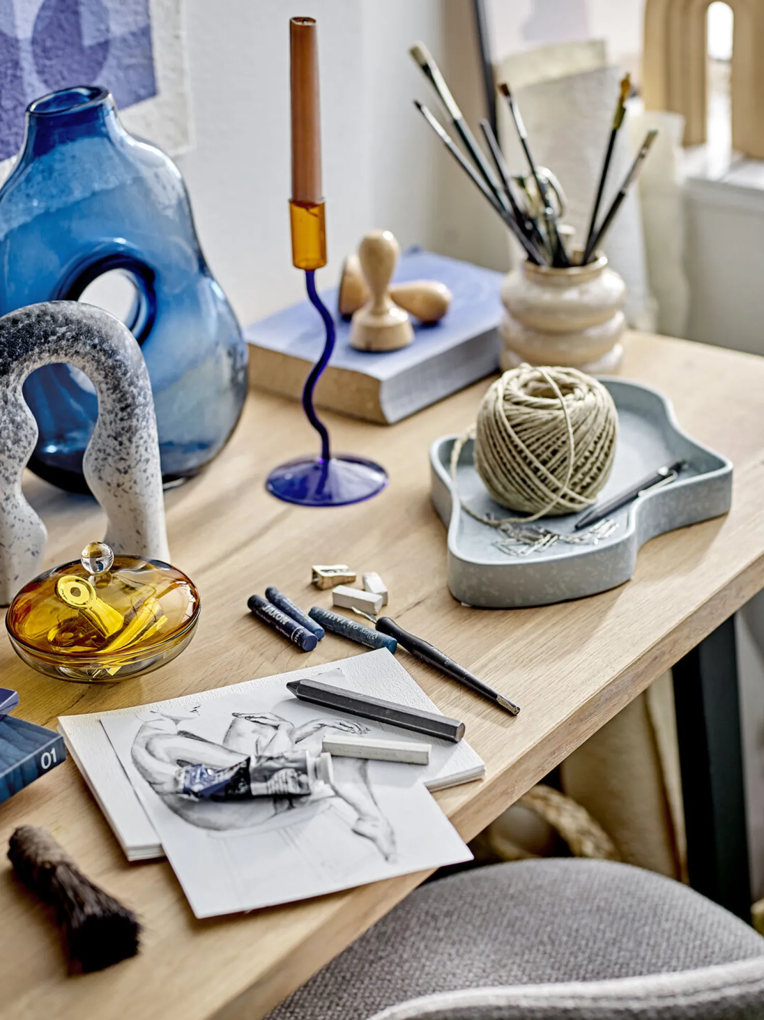 Outlet Bloomingville - Harri Vase, Blå, Glas