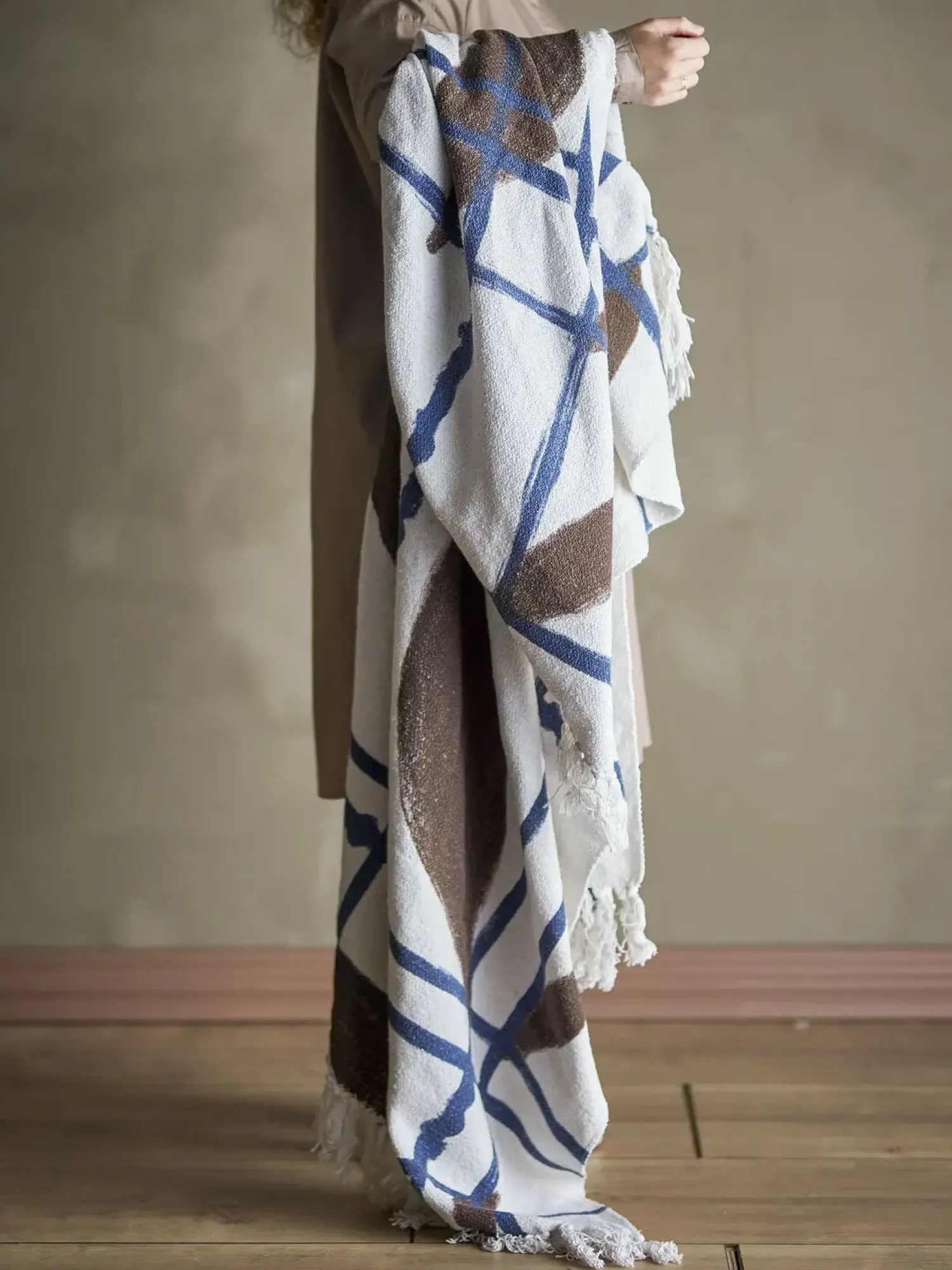 Discount Bloomingville - Imperia Plaid, Natur, Genanvendt Bomuld