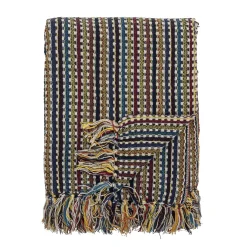 Clearance Bloomingville - Lazzario Plaid, Blå, Genanvendt Bomuld