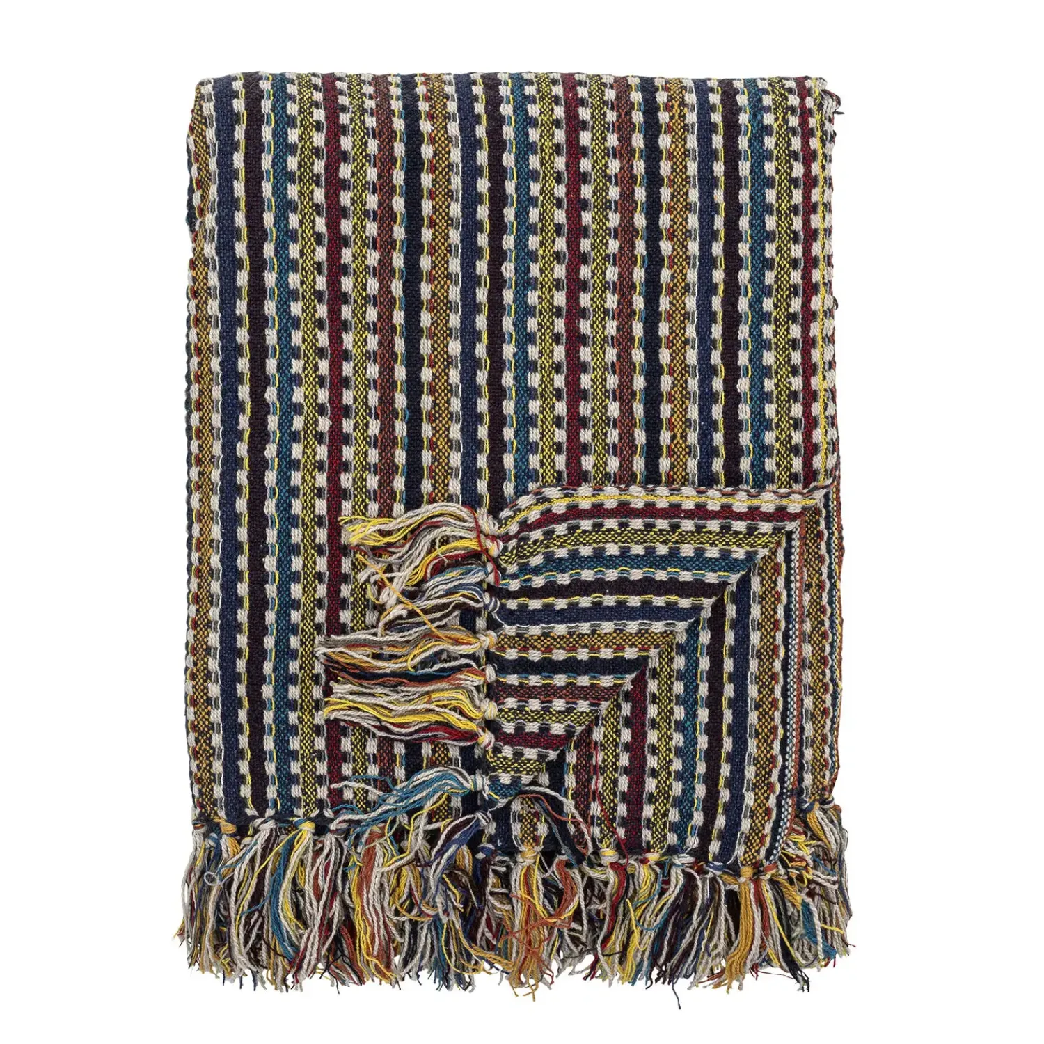 Clearance Bloomingville - Lazzario Plaid, Blå, Genanvendt Bomuld