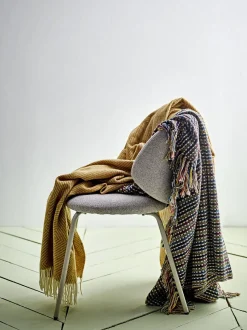 Clearance Bloomingville - Lazzario Plaid, Blå, Genanvendt Bomuld