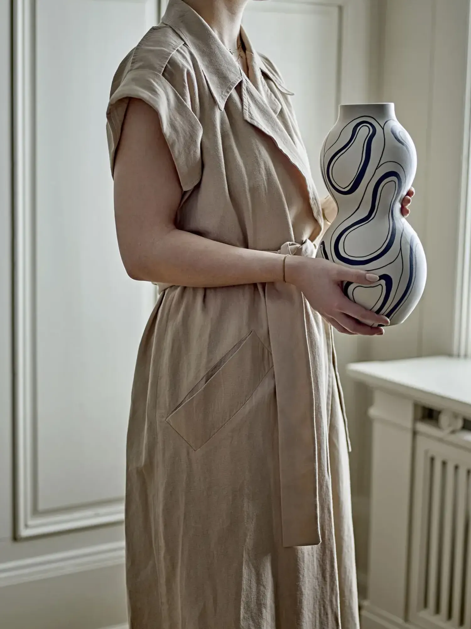 New Bloomingville - Nicola Vase, Sort, Stentøj
