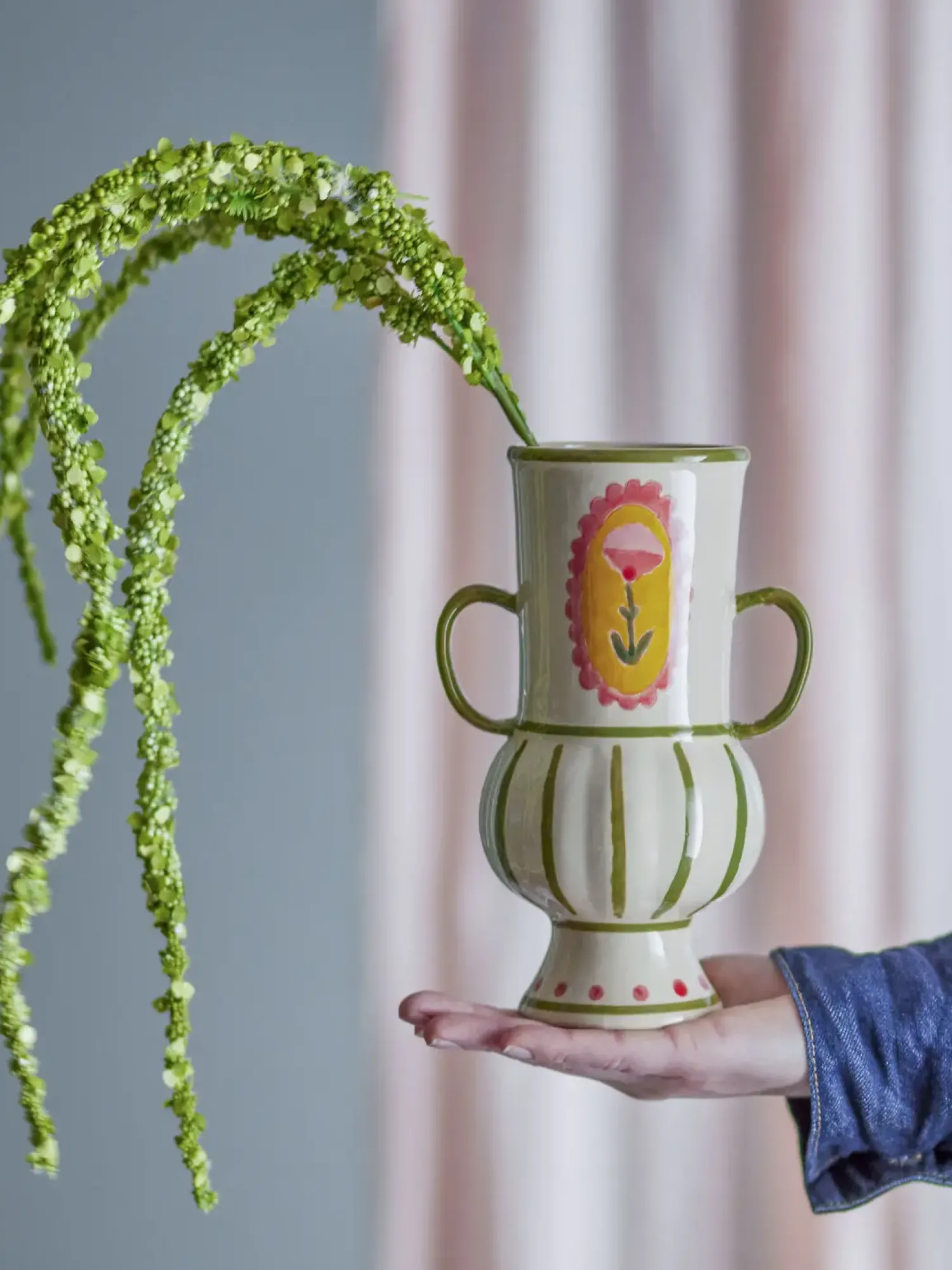 New Bloomingville - Odina Vase, Grøn, Stentøj