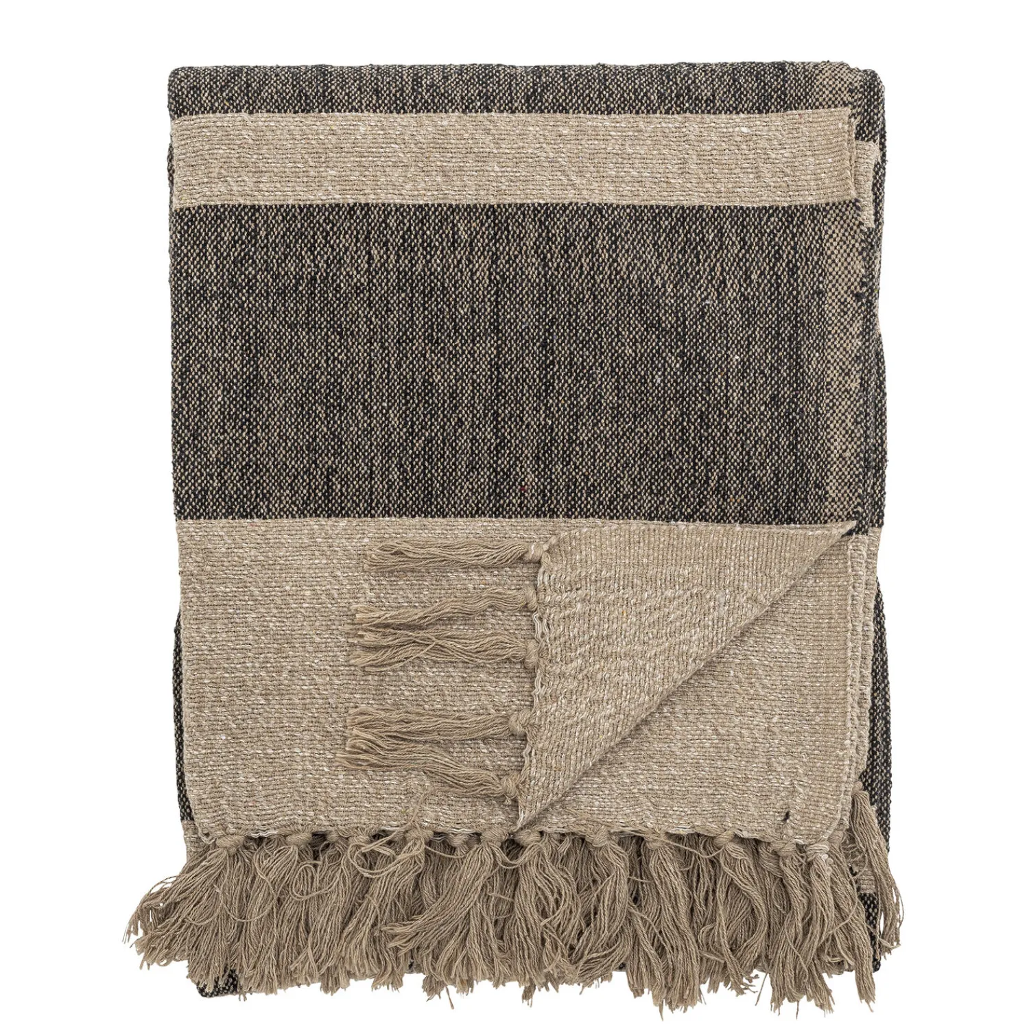 Online Bloomingville - Temi Plaid, Sort, Genanvendt Bomuld