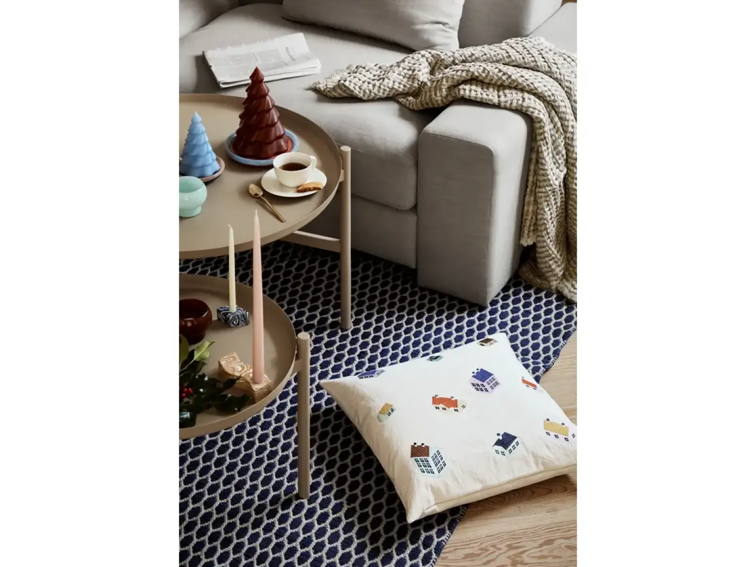 Clearance Broste Copenhagen - Fyrfadsstage "Agathe" - Turquise/Blue/Caramel Brown - Sæt af 3