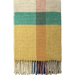 Online Burel Factory - Plaid - Waffle - Multicolor - Biogreen - 180 x 130 cm