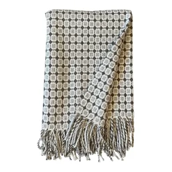 Hot Burel Factory - Vintage plaid/tæppe - Mørkegrå mønstret - 180x130 cm