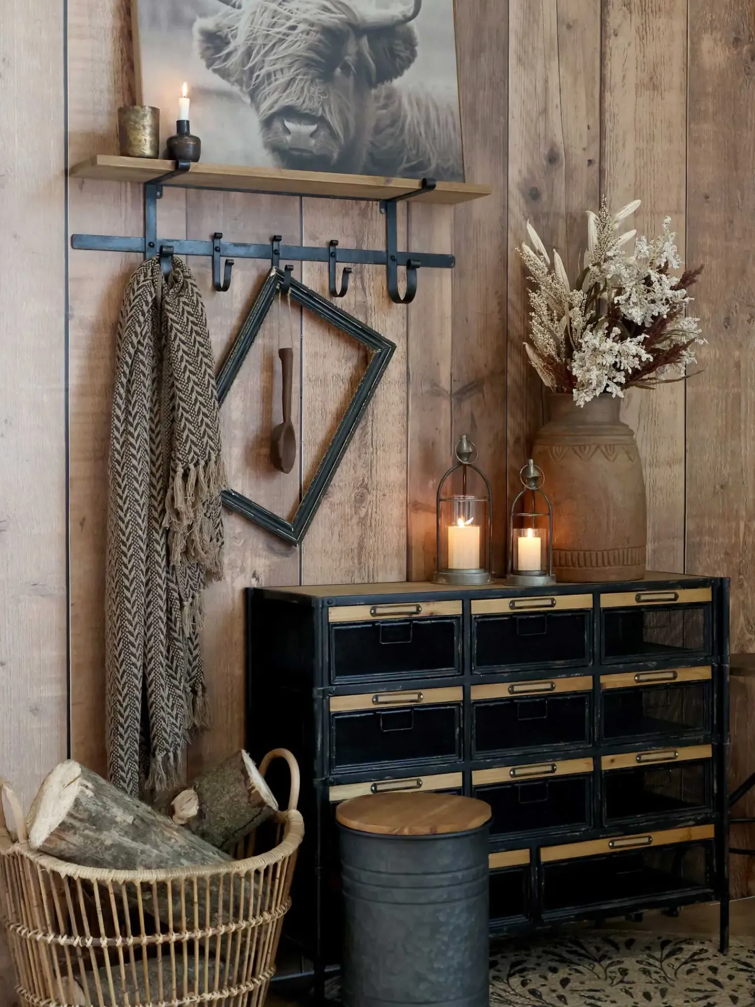Best Chic Antique - Hylde med 5 knager - Antique Sort