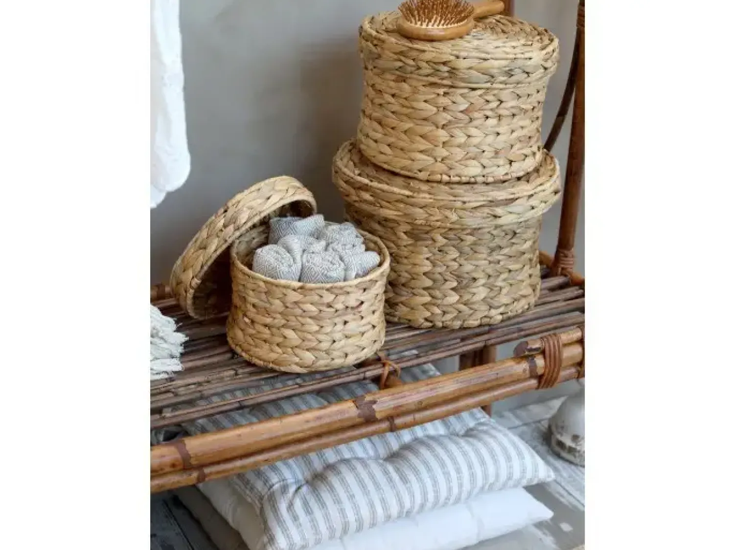 Discount Chic Antique - Nimes Box hynde med bindebånd - hør
