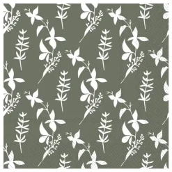Clearance Chic Antique - Serviet - Blomster - 16x16 cm - Mos grøn