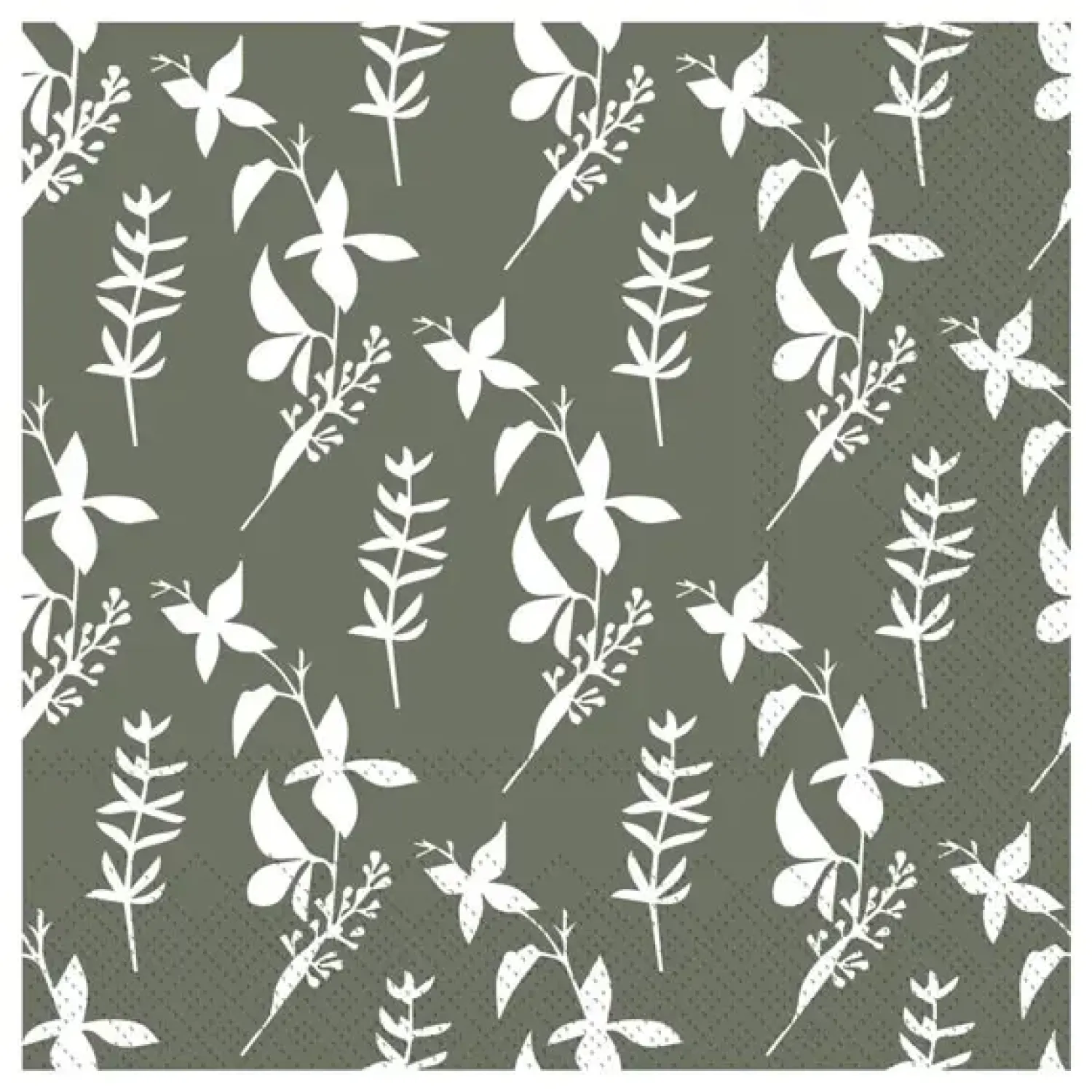 Clearance Chic Antique - Serviet - Blomster - 16x16 cm - Mos grøn