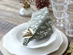Clearance Chic Antique - Serviet - Blomster - 16x16 cm - Mos grøn