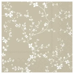 Chic Antique - Serviet - Blomster - 16x16 cm - Lys Latte