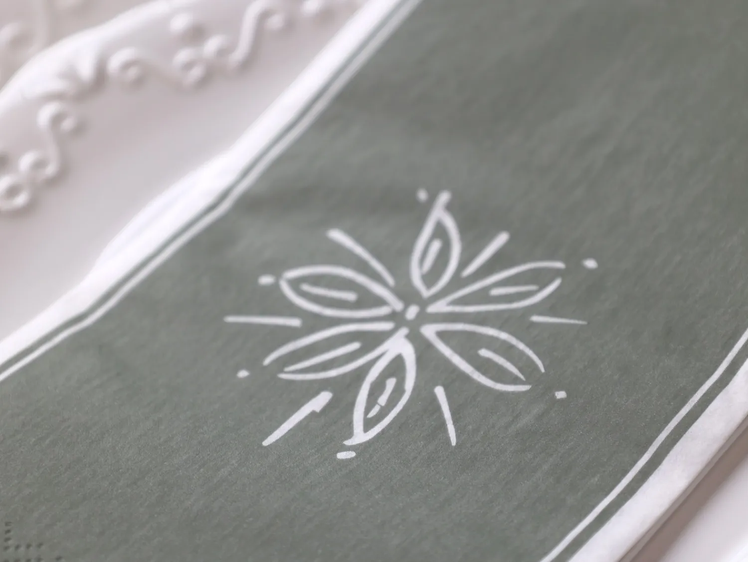 Best Chic Antique - Serviet - Blomst - 20x10 cm - Verte