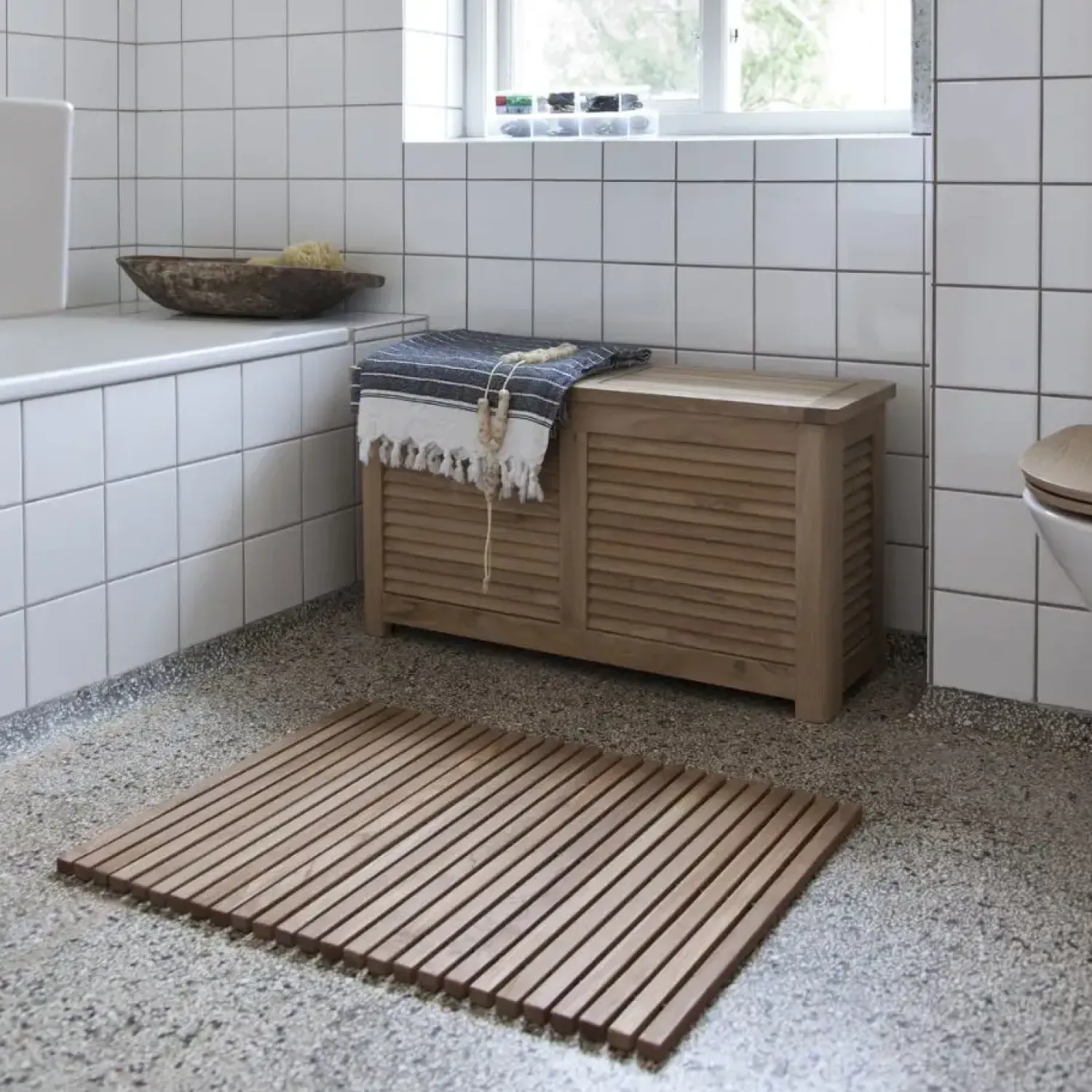 Online Cinas - Opbevaringsbænk, Teak, 90x30x48 cm