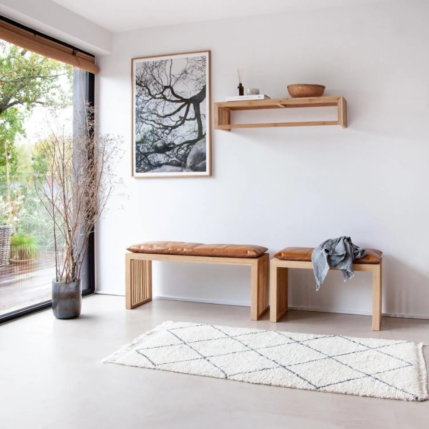 Online Cinas - Rib bænk 104x35cm bambus