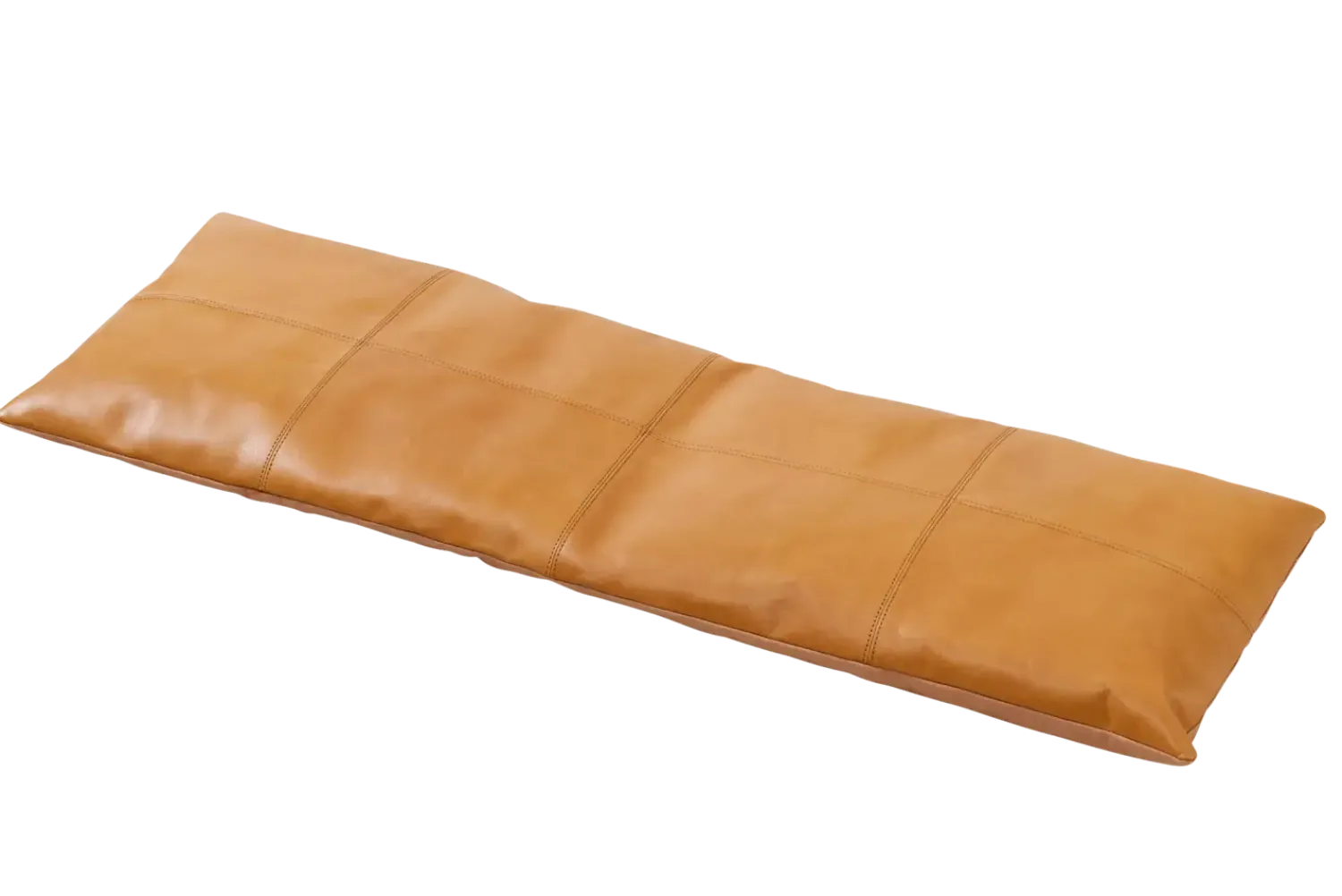 Cinas - Siddepude til 3-personers Rib bænk lysebrun læder, 104 x 35 cm