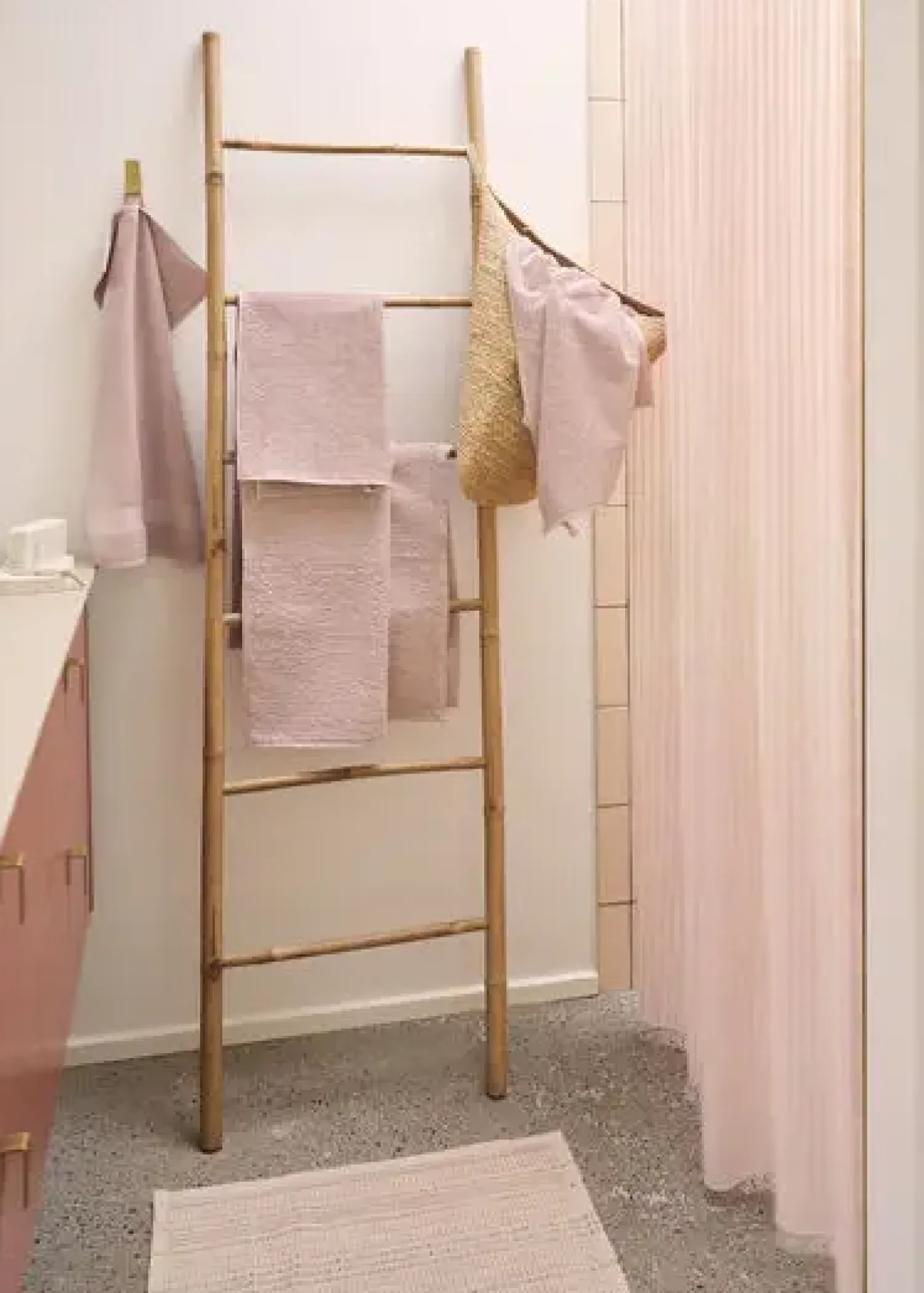 Clearance Compliments - Badeforhæng - Lines shower curtain w/tape 200 cm - Rose