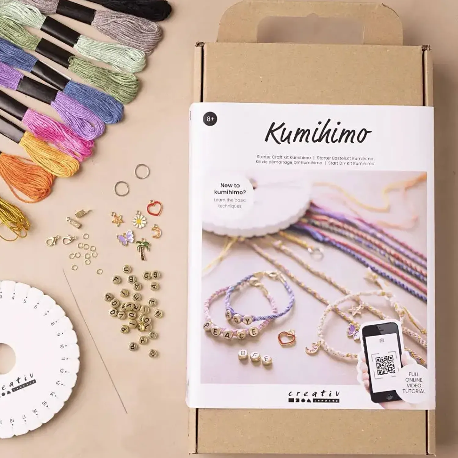 Hot Creativ Company - Start DIY Kit Kumihimo - Venskabsarmbånd, 1 pk.