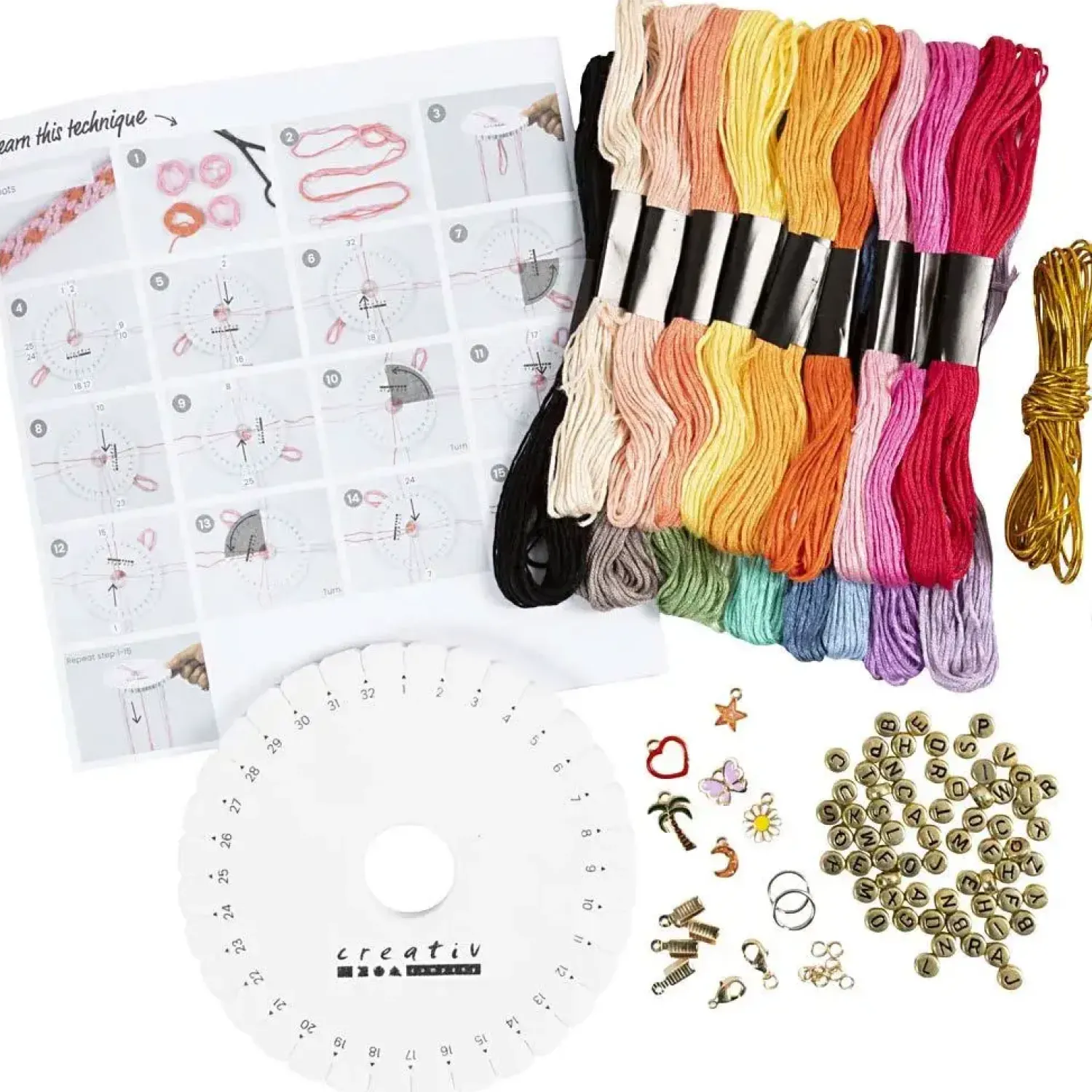 Hot Creativ Company - Start DIY Kit Kumihimo - Venskabsarmbånd, 1 pk.