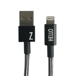 Clearance Design Letters - IPhone oplader kabel - "Z" - Sort/Hvid