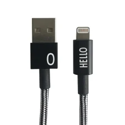 Online Design Letters - IPhone oplader kabel - "O" - Sort/Hvid