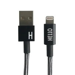 Design Letters - IPhone oplader kabel - "H" - Sort/Hvid