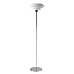 Dyberg Larsen - DL31 Opal gulvlampe - Opal hvid og Krom, Ø: 31 cm x H: 133 cm