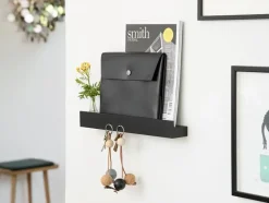 Clearance By Wirth Ekta Living - Knivmagnet Hylde - Magnet Shelf - Sort Eg - 60 cm