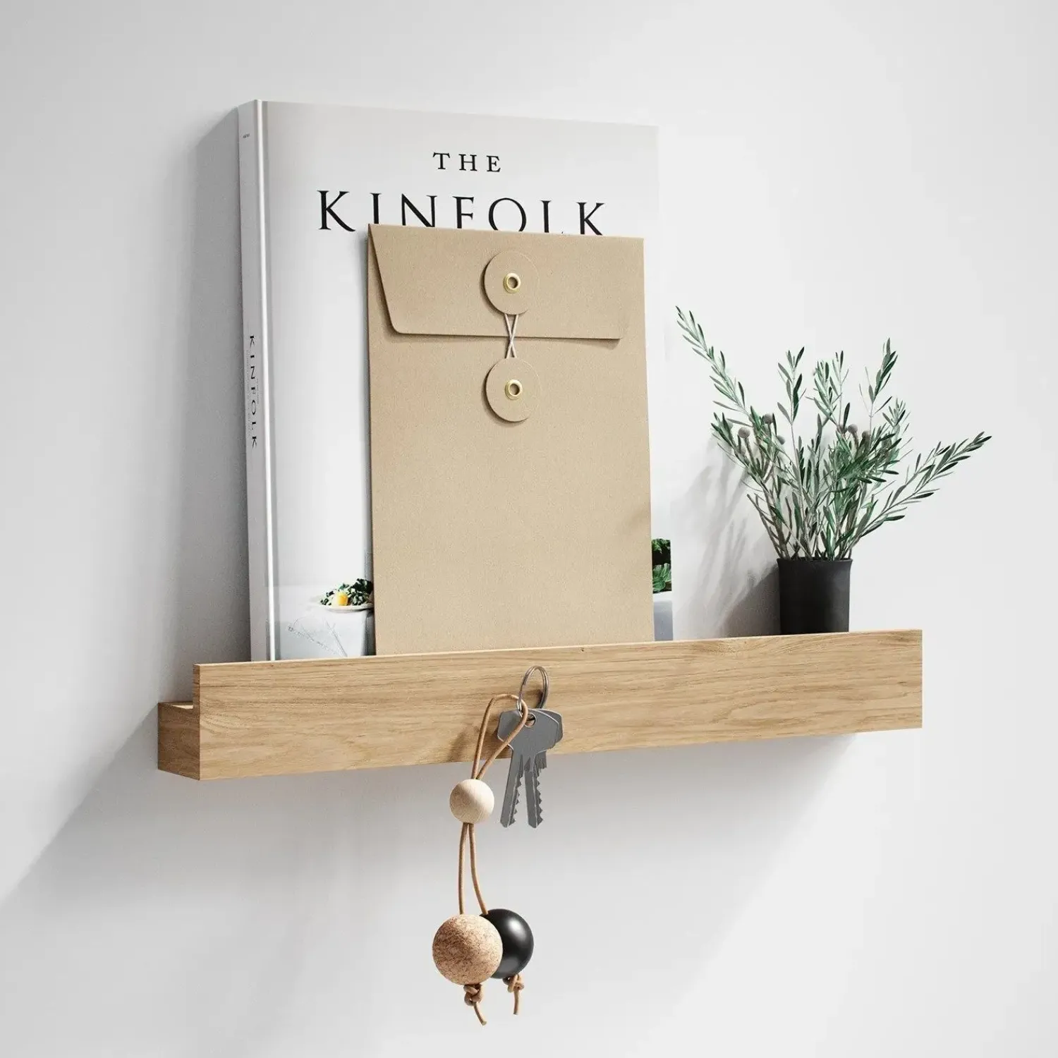 Hot By Wirth Ekta Living - Knivmagnet Hylde - Magnet Shelf - Nature Eg - 40 cm