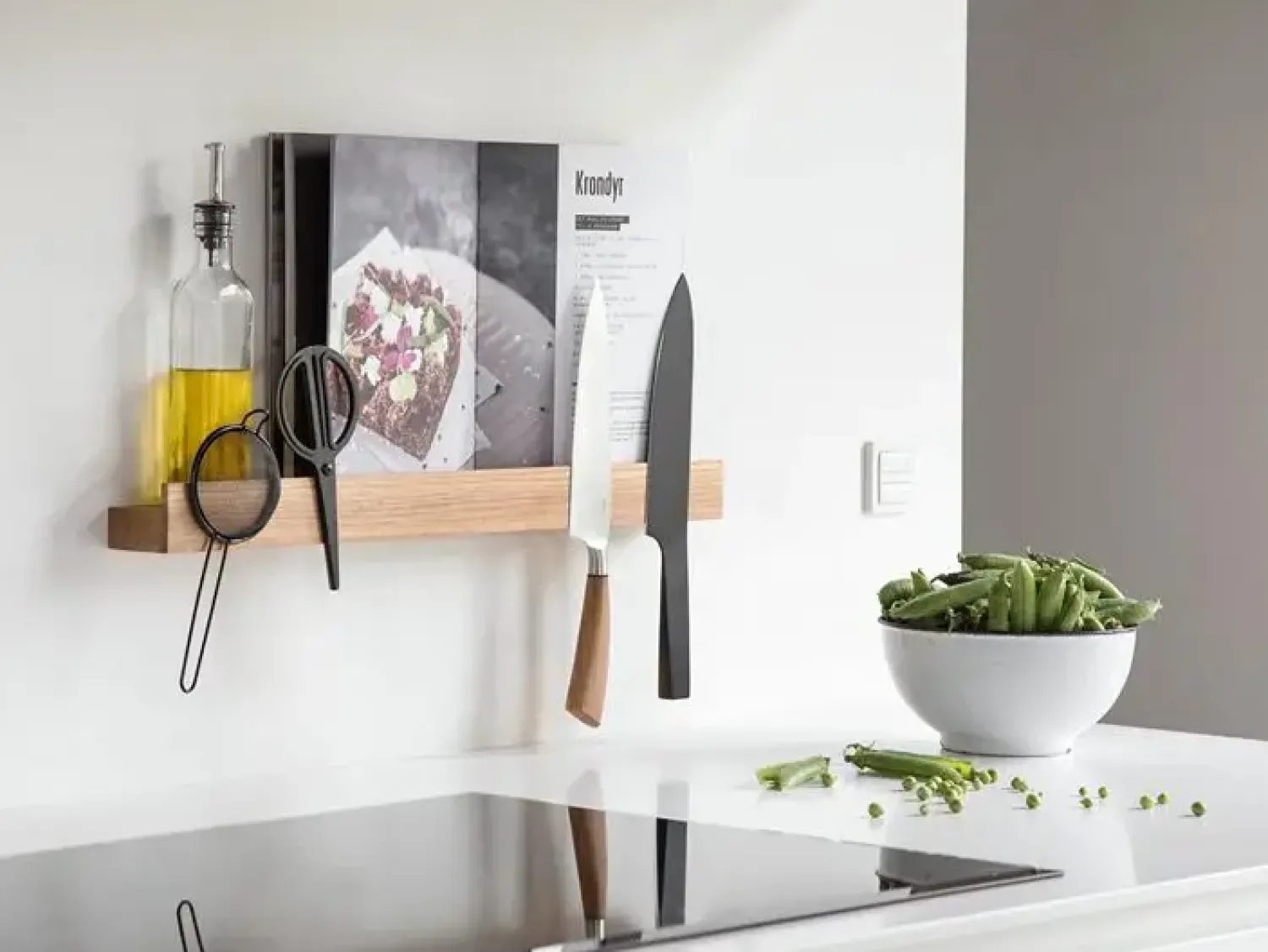 Hot By Wirth Ekta Living - Knivmagnet Hylde - Magnet Shelf - Nature Eg - 40 cm