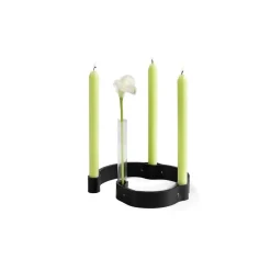 Outlet By Wirth Ekta Living - Lysestage i læder - Belt 4 Candles - Sort læder