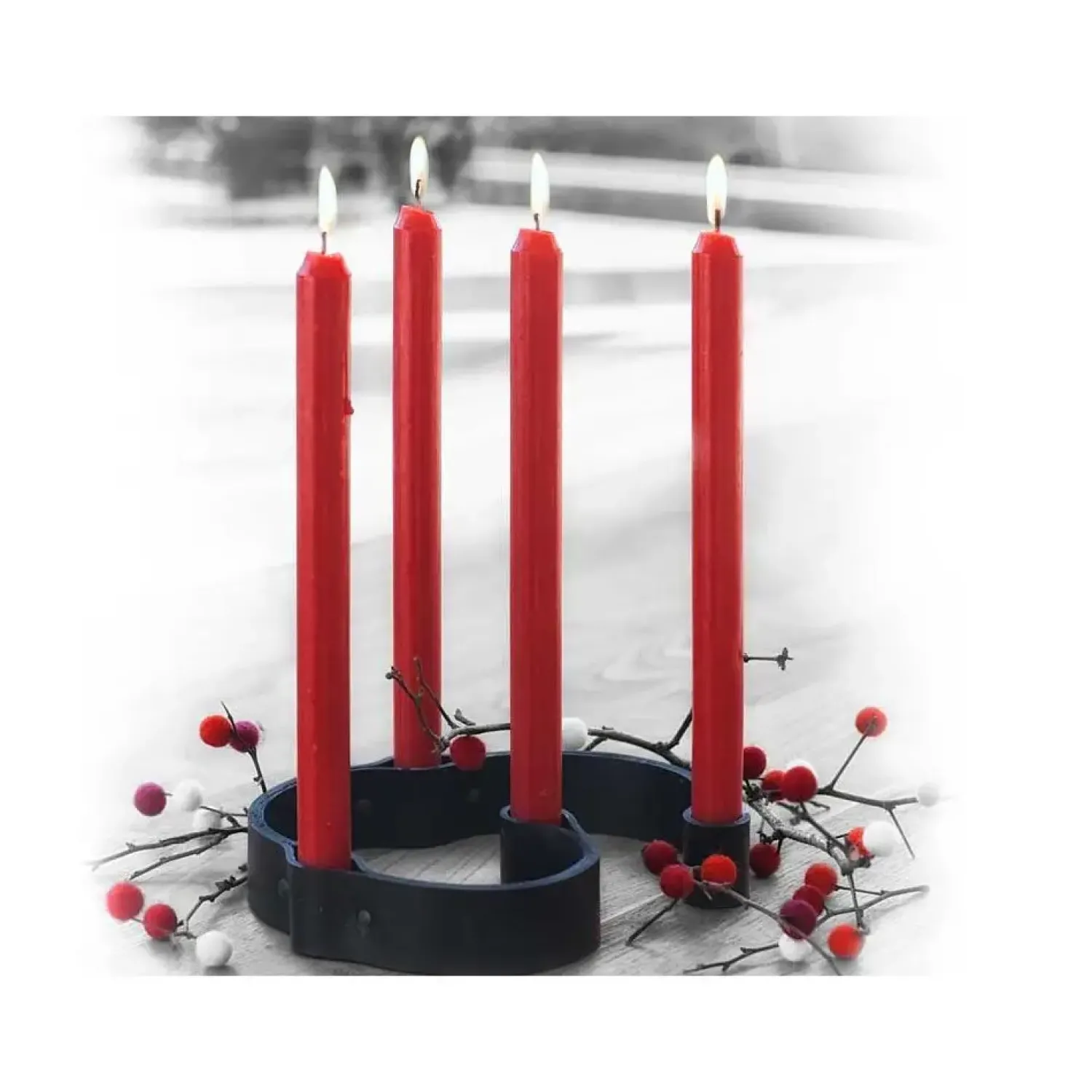 Outlet By Wirth Ekta Living - Lysestage i læder - Belt 4 Candles - Sort læder