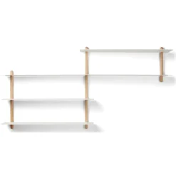 Online Gejst - NIVO B væghylde - Hvid - Lys Eg - 59x118x15 cm
