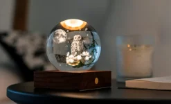 Clearance Gingko - Amber Crystal Light Bordlampe - 3D The Owl Moon