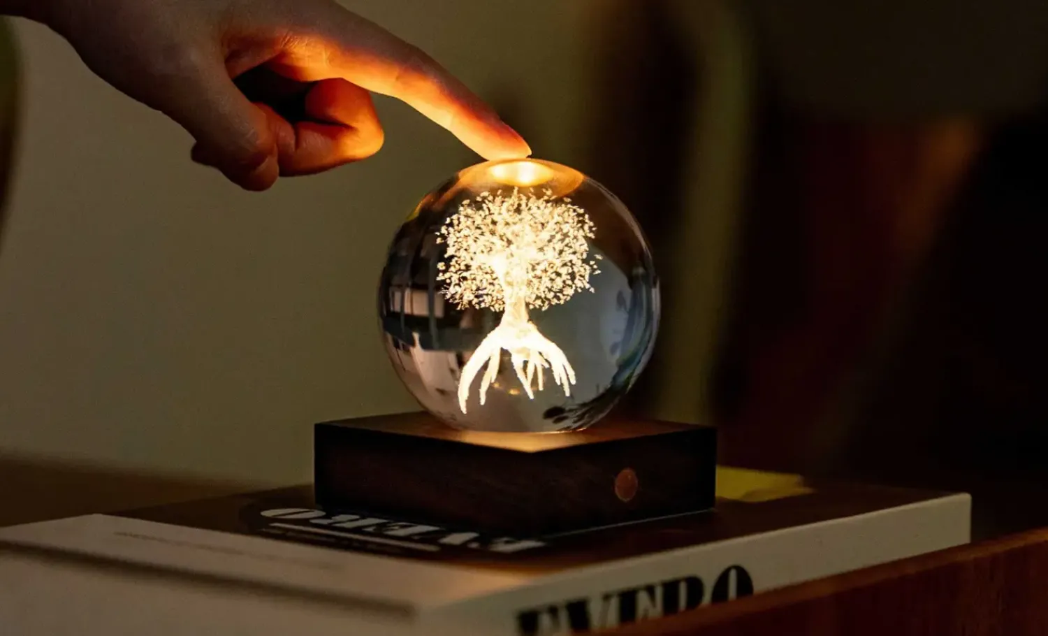Best Gingko - Amber Crystal Light Bordlampe - 3D Tree of Life