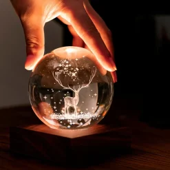 Discount Gingko - Amber Crystal Light Bordlampe - 3D Laser stag