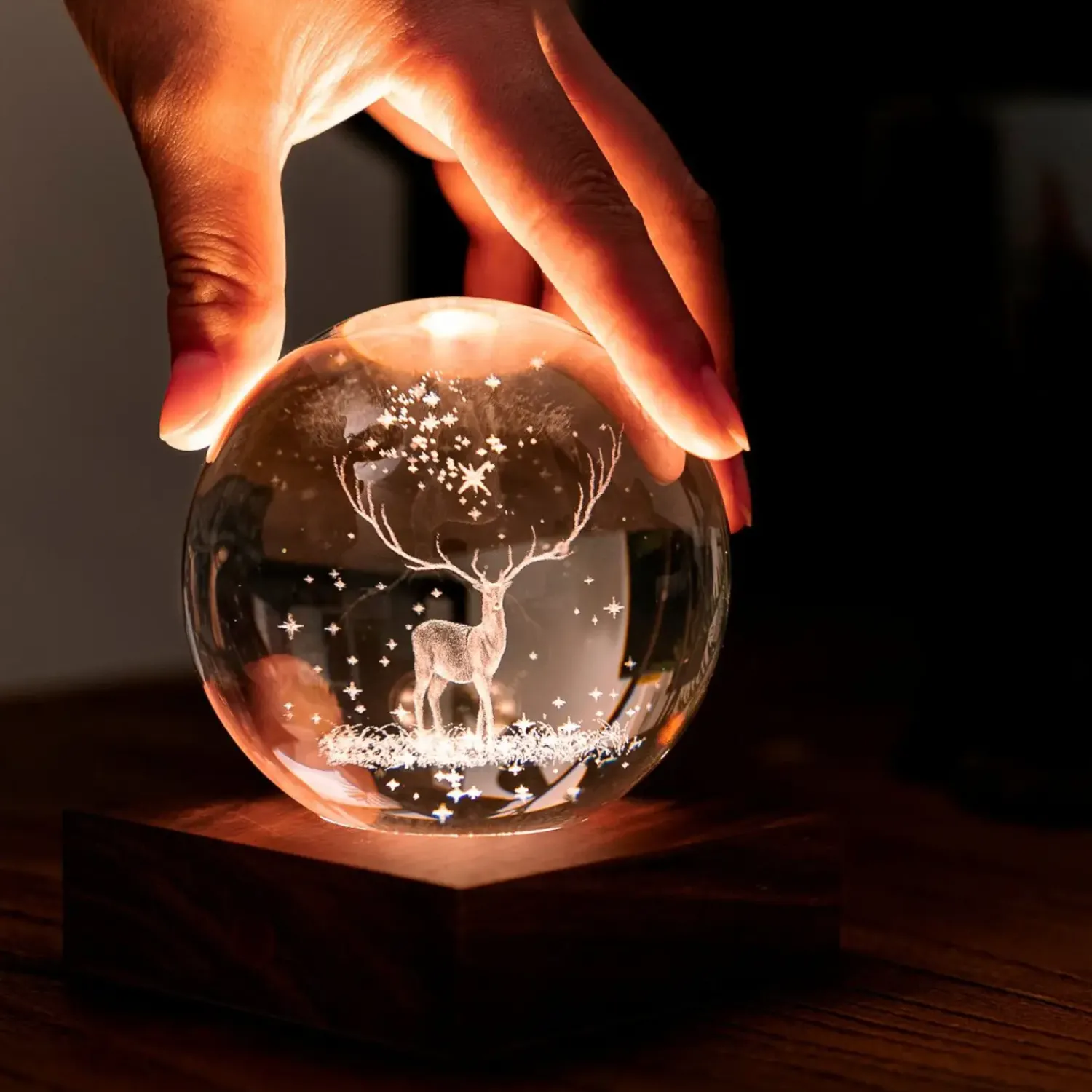Discount Gingko - Amber Crystal Light Bordlampe - 3D Laser stag