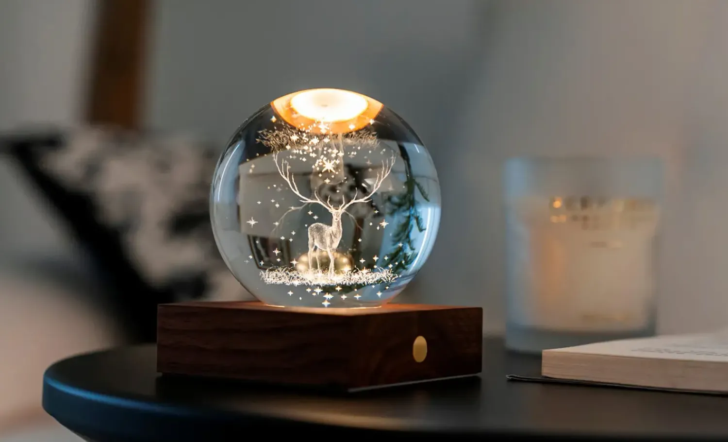 Discount Gingko - Amber Crystal Light Bordlampe - 3D Laser stag