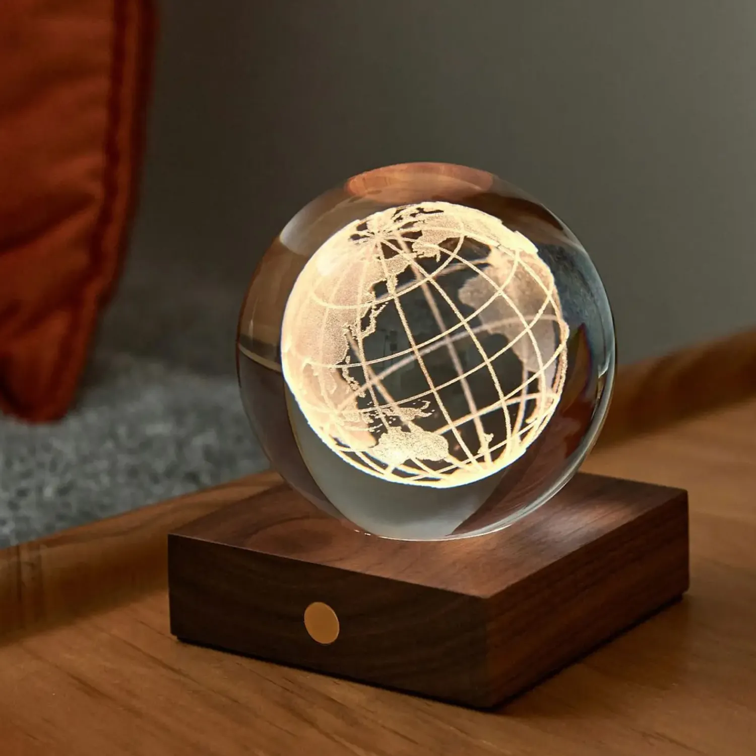 Gingko - Amber Crystal Light - World Globe