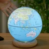 Hot Gingko - Atlas Globe Lamp - Lightblue Large White Ash base