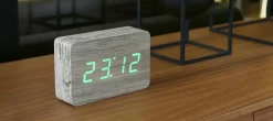 Best Gingko - Brick Click Clock Ash / Green LED