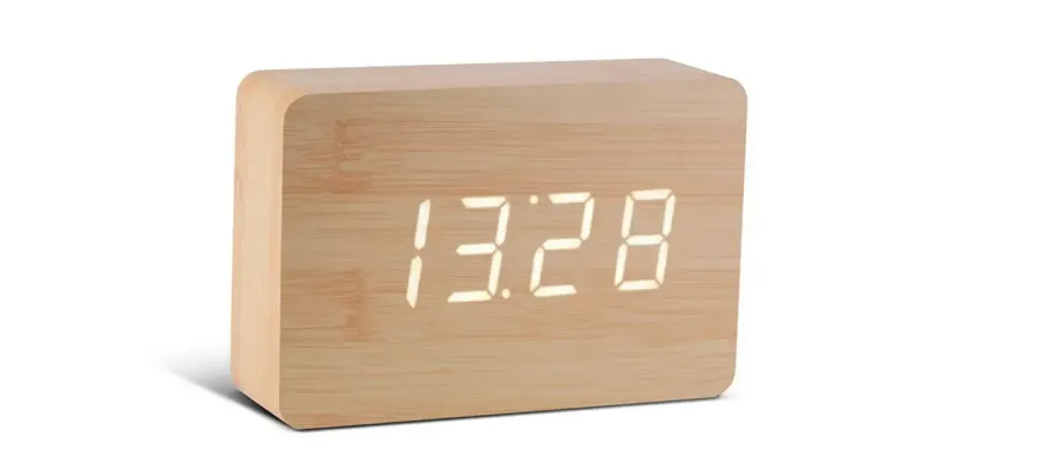 Clearance Gingko - Brick Click Clock Beech White LED