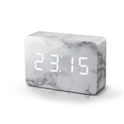 Hot Gingko - Brick Click Clock Marble / White LED
