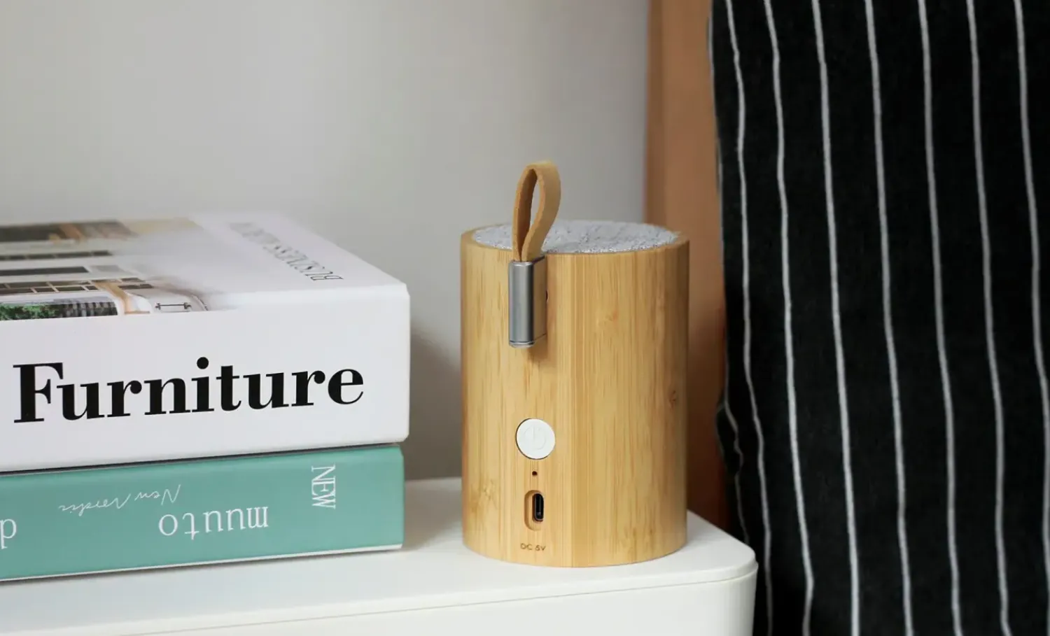 Online Gingko - Drum Light Bluetooth Speaker Natural Bamboo Wood