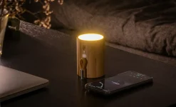 Online Gingko - Drum Light Bluetooth Speaker Natural Bamboo Wood