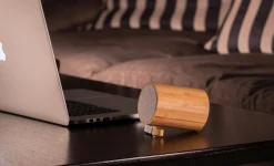 Online Gingko - Drum Light Bluetooth Speaker Natural Bamboo Wood