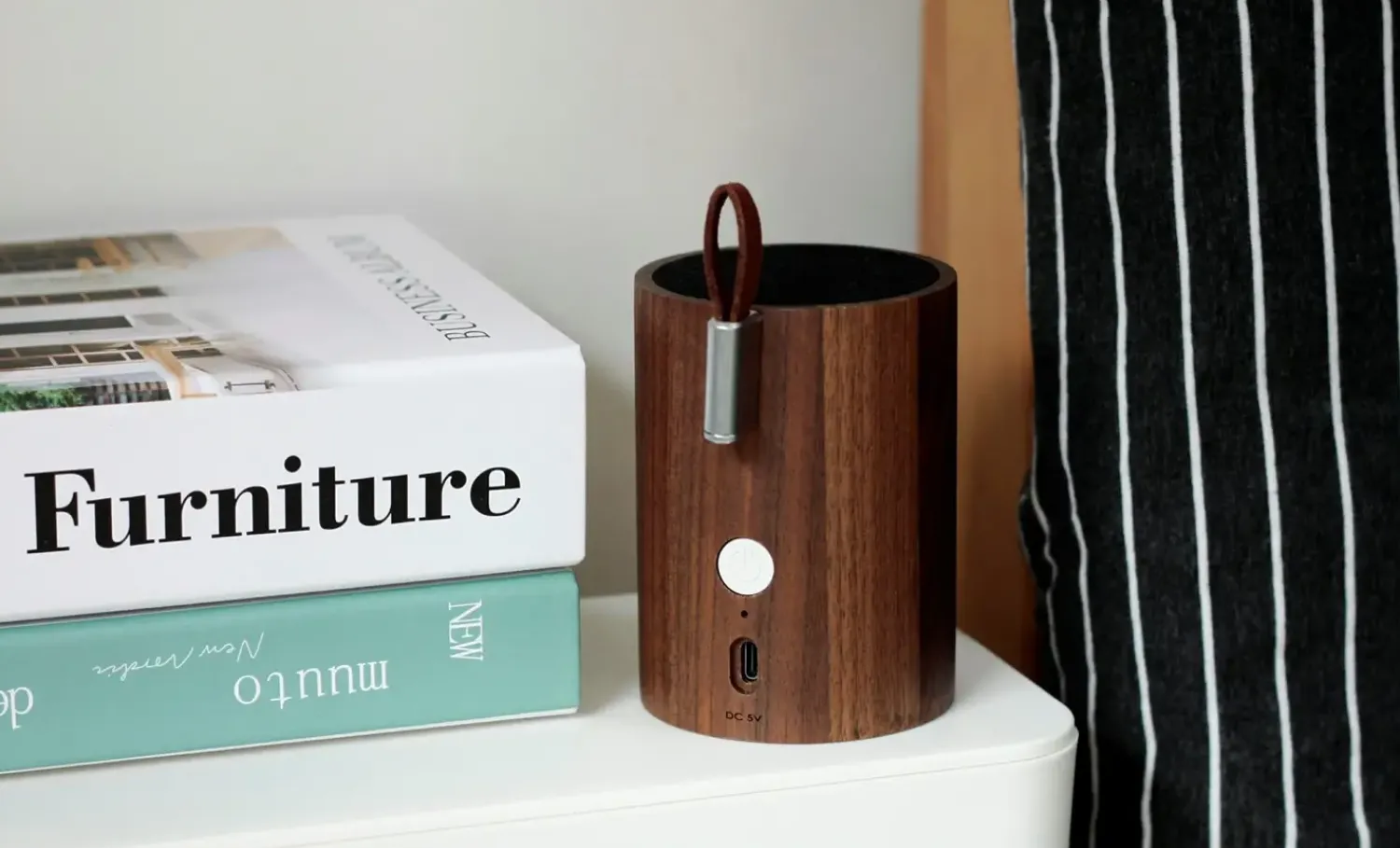 Online Gingko - Drum Light Bluetooth Speaker Natural Walnut Wood